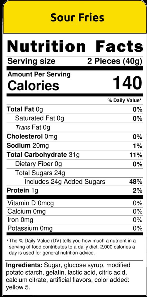 Mega Fries Nutrition Facts .
